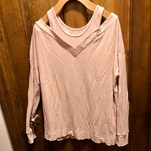 Anthropologie Saturday Sunday Cloud Fleece Cold Shoulder Top Size Large
